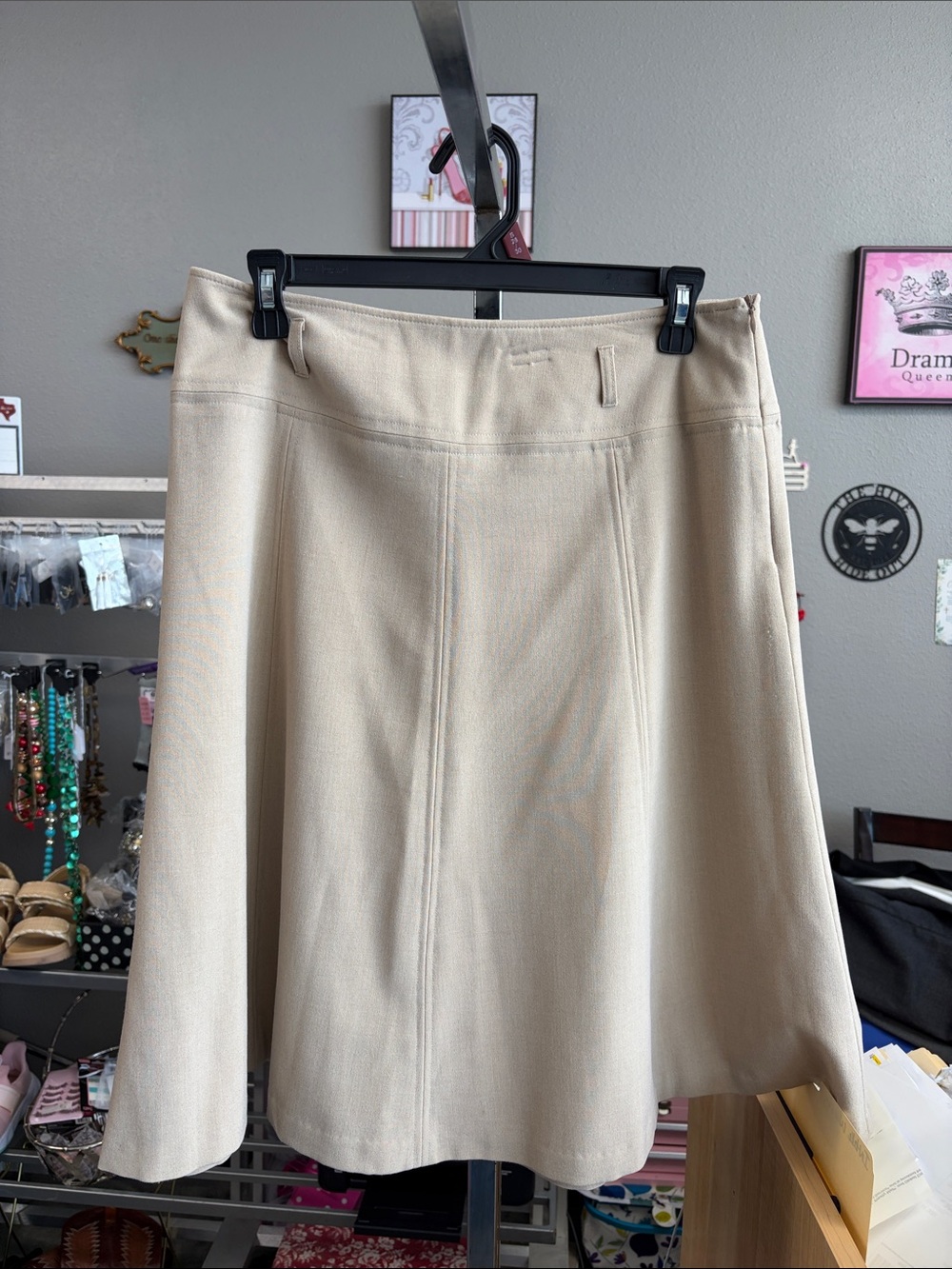 dressbarn Cream A-Line Skirt EX64DG